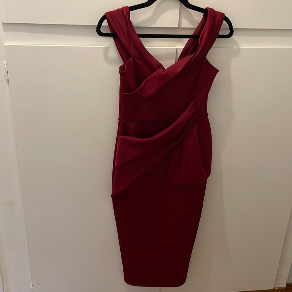 ASOS size 6. Burgundy off shoulder dress.